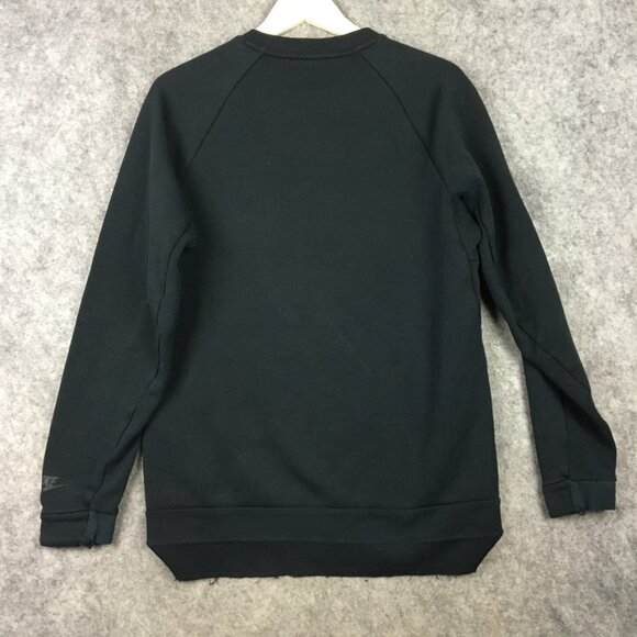 Nike Sweatshirt S Solid Black Kangaroo Pocket Crewneck Raglan Pullover Adult - Picture 11 of 12
